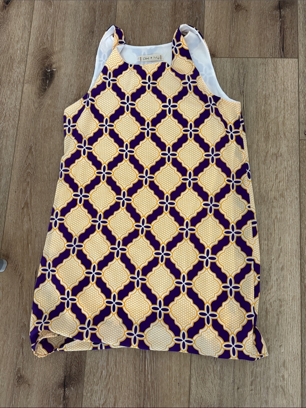 Girls' Purple and Yellow Patterned Tank Dress